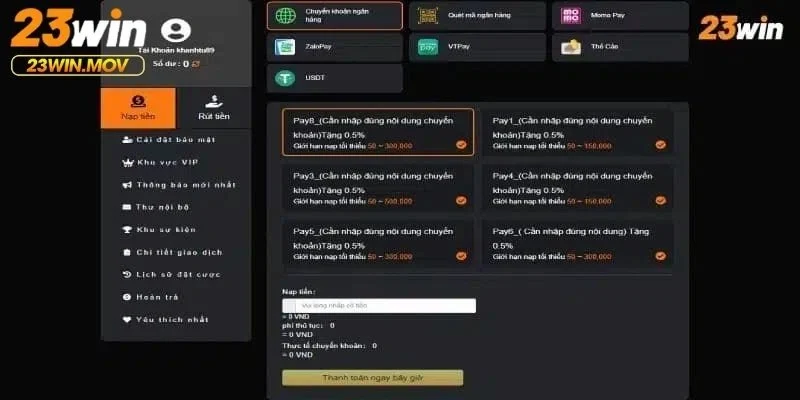 Nạp tiền 23win 1 Nạp tiền 23win